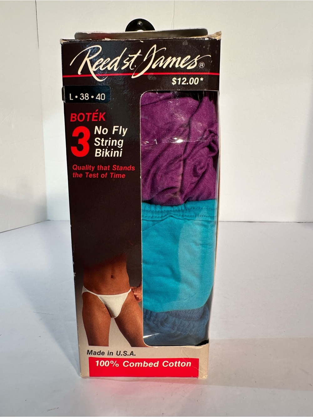 Vintage 1988 3 Pack Reed St James Botek No Fly String Bikini L 38-40 Solid Color